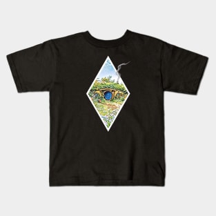 Cozy Home on a Hill with Smoke Coming Out of a Chimney - Black - Fantasy Kids T-Shirt